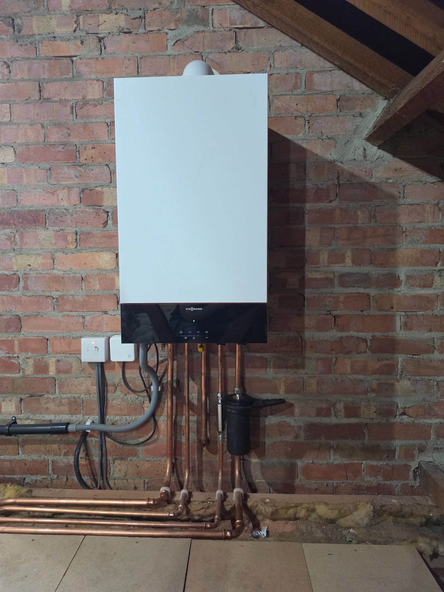 Old gravity-fed heating system before conversion in Burnham-on-Sea